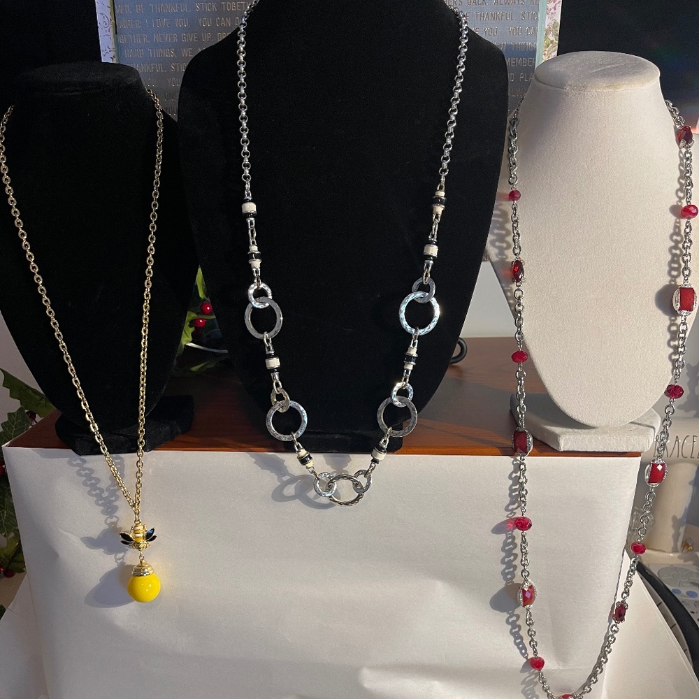 2 White House Black Market Necklaces & 1 Unbranded With Bumble Bee Design